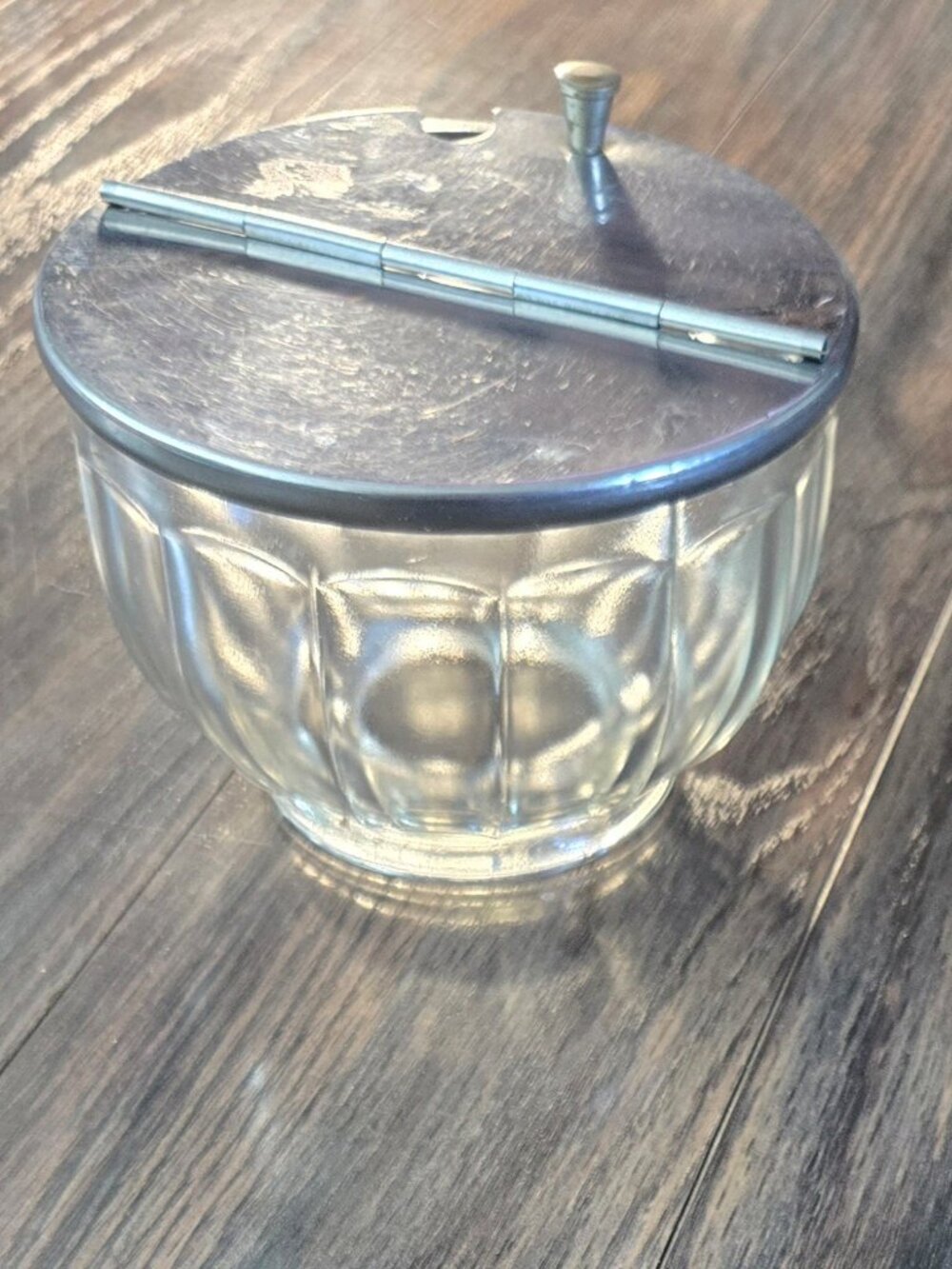 Vintage (30s-50s) BLOOMFIELD Glass Paneled Flip Top Sugar Bowl